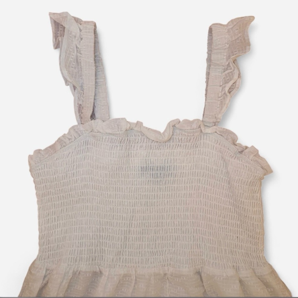 Eloquii NWT White Sundress Ruffle Sleeves Smocked - Picture 2 of 6